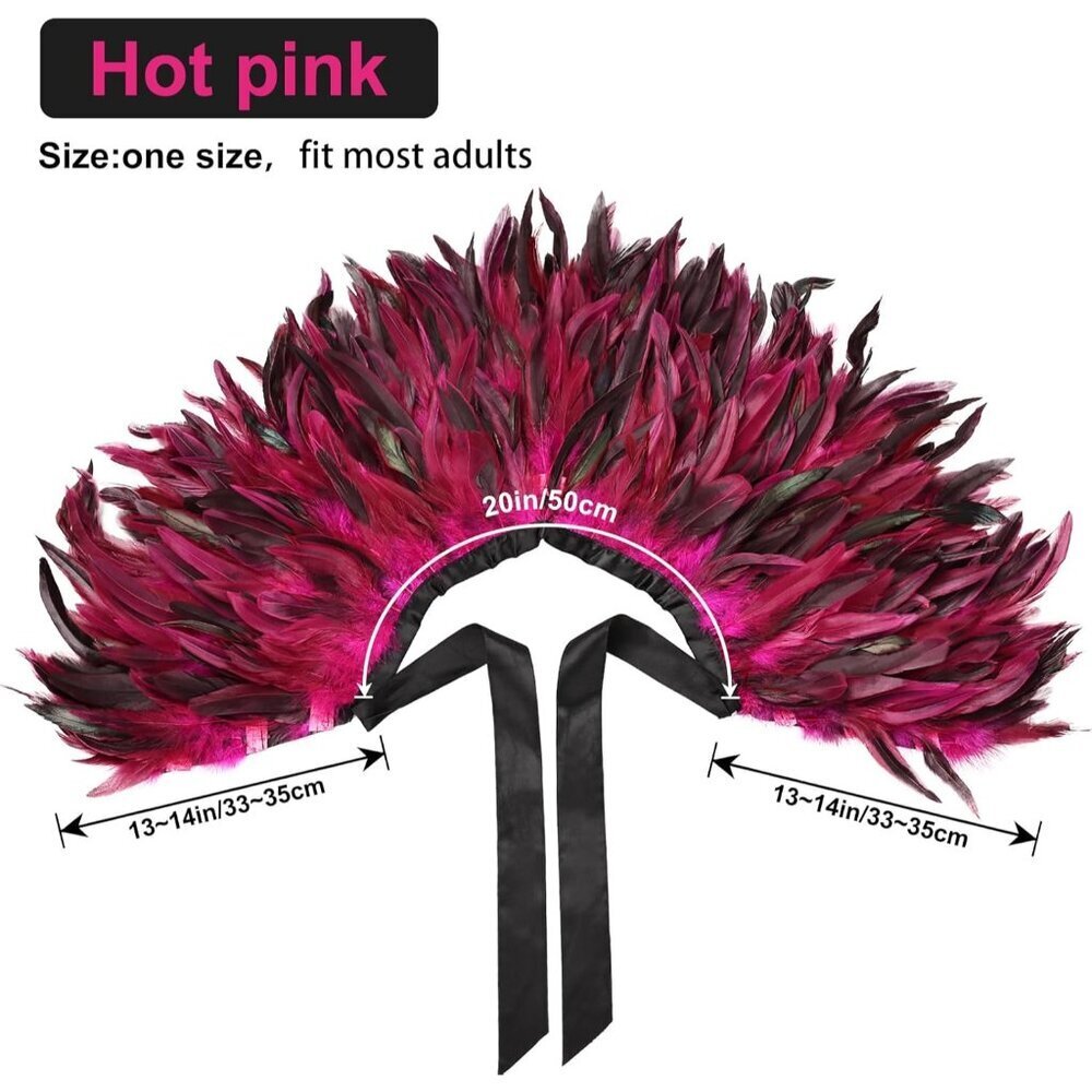Gothic Feather Shawl Wrap Cape Costume Accessory Halloween Party Womens - Picture 3 of 7
